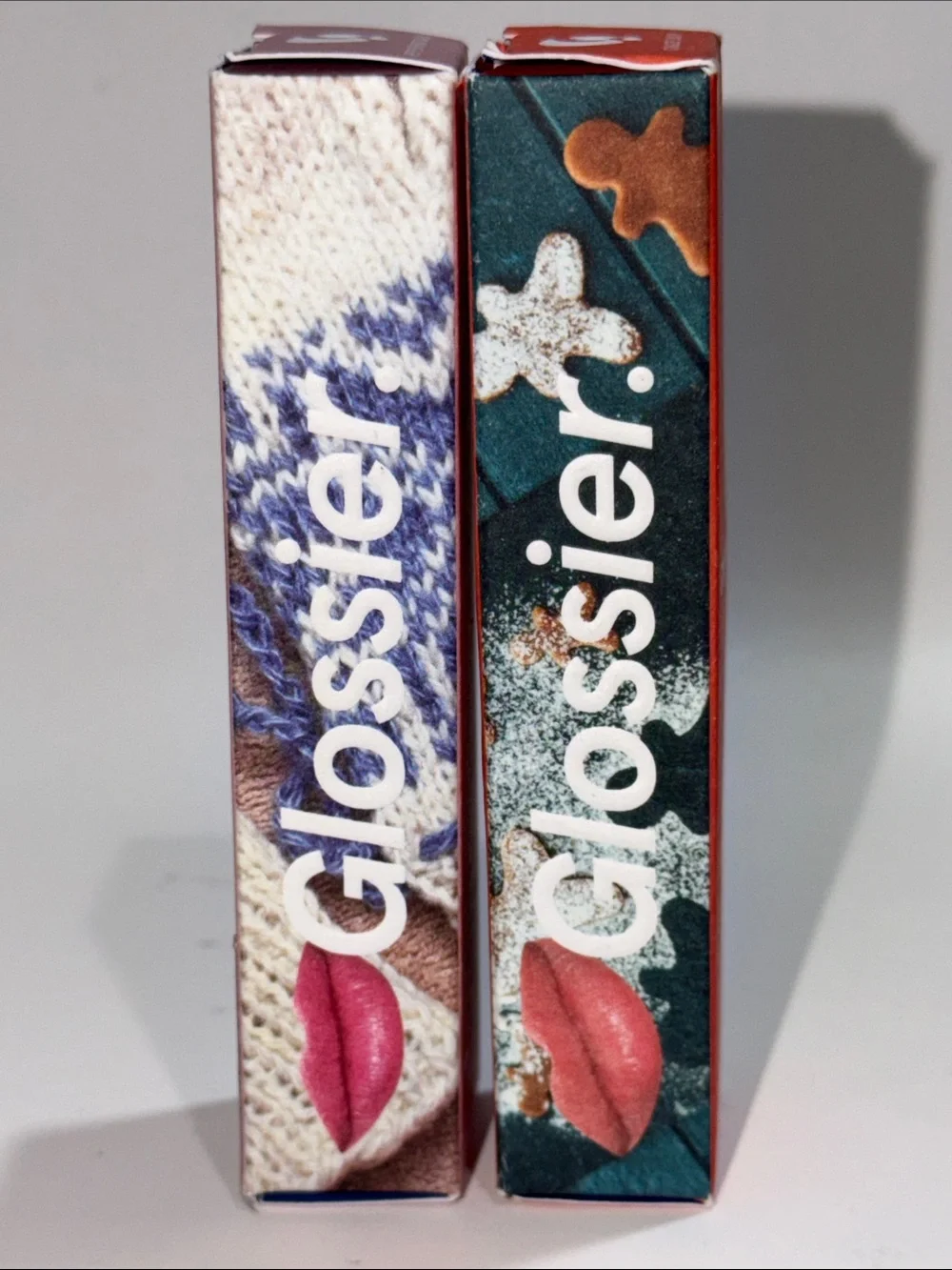 GLOSSIER BUNDLE DUO of BALM DOTCOM in GINGERSNAP+PEPPERMINT BARK F/S 0.5 Oz NIB!